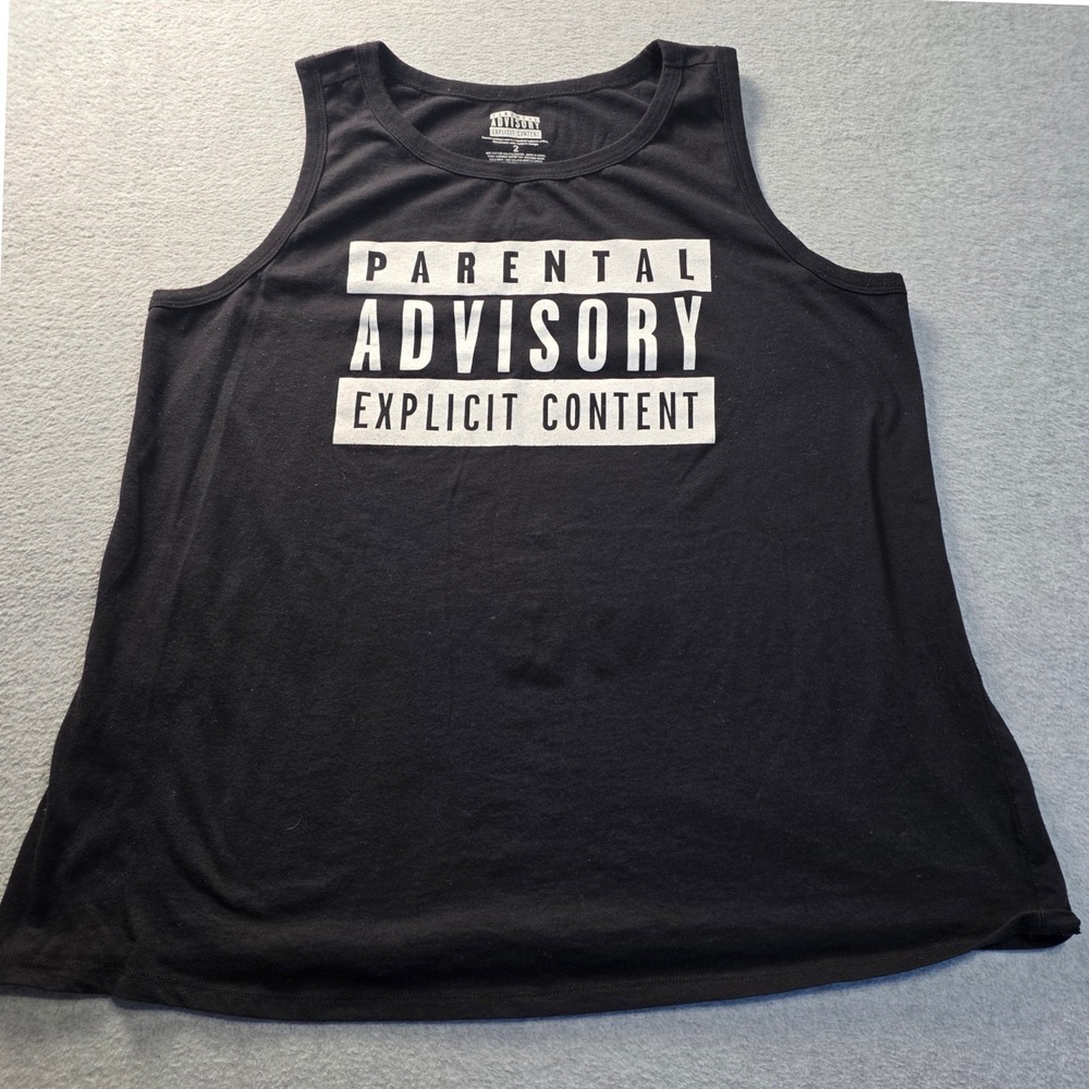 Graphic Tank Top Large Parental Advisory Explicit Content Black Sleeveless Women